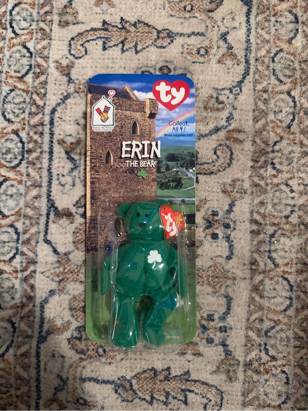 Erin The Bear-1999 McDonalds Ty Beanie Baby with Rare Errors 1993 OakBrook